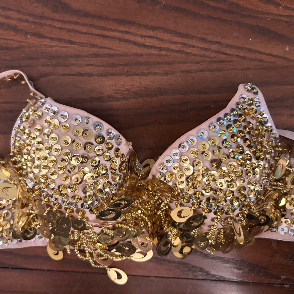 Gold Sequin Bra for Belly Dancing